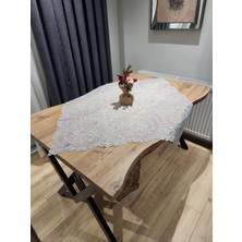 Yalıns Home Karmen Lüx Masa ve Fiskos Örtüsü Simli 95X95 cm Dantel Nakış