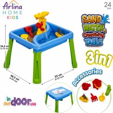 Arlina Home Kids Eğlenceli Su Kum ve Aktivite Masası 3'ü 1 Arada