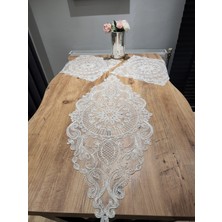 Yalıns Home Karmen Modern 3 Lü Set Takım Simli RUNNER:90X40 cm PEÇETE:40X40 cm