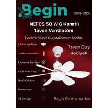 Begin 50W 6 Kanatlı Tavan Vantilatör LED Işıklı Uzaktan Kumandalı+ Tavan Duy