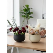 Mono Decors Vazo Siyah-Krem Boyalı 2li Yuvarlak Model