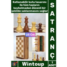 Wintoup #satranç Lüks Hediye Özel Vernikli Mıknatıs Taşlı Ahşap Katlanabilir Kutulu Şık Satranç Oyunu 25 cm
