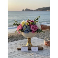 Mono Decors Vazo Krem Boyalı Gold Ayaklı Kupa Model Küçük Boy