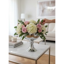 Mono Decors Vazo Gümüş Boyalı Gümüş Ayaklı Kupa Model Küçük Boy