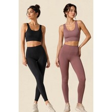 Fevien Kadın 2'li Paket Kalın Askılı Toparlayıcı Pedli Fitilli Dalgıç Kaşkorse Spor Sütyeni Bralet Esnek Rahat Günlük Yoga Fitness Pilates Destekli Dikişsiz Görünüm Crop Top Askılı Spor Üst