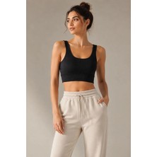 Fevien Kadın Kalın Askılı Toparlayıcı Pedli Fitilli Dalgıç Kaşkorse Spor Sütyeni Bralet Esnek Rahat Günlük Yoga Fitness Pilates Destekli Dikişsiz Görünüm Crop Top Örme Askılı Üst