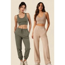 Fevien Kadın 2'li Paket Kalın Askılı Toparlayıcı Pedli Fitilli Dalgıç Kaşkorse Spor Sütyeni Bralet Esnek Rahat Günlük Yoga Fitness Pilates Destekli Dikişsiz Görünüm Crop Top Askılı Spor Üst