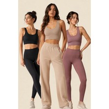 Fevien Kadın 3'lü Paket Kalın Askılı Toparlayıcı Pedli Fitilli Dalgıç Kaşkorse Spor Sütyeni Bralet Esnek Rahat Günlük Yoga Fitness Pilates Destekli Dikişsiz Görünüm Crop Top Askılı Spor Üst