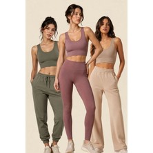 Fevien Kadın 3'lü Paket Kalın Askılı Toparlayıcı Pedli Fitilli Dalgıç Kaşkorse Spor Sütyeni Bralet Esnek Rahat Günlük Yoga Fitness Pilates Destekli Dikişsiz Görünüm Crop Top Askılı Spor Üst