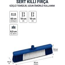Akyüz Plastik 🧹 60 cm Sert Kıllı Zemin Fırçası Bahçe Kaldırım Inşaat Temizlik Süpürgesi Dayanıklı-Sap Hariç