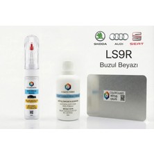 COLORGUARD Škoda Audi Seat LS9R Buzul Beyazı Rötuş Seti - 2 si 1 Arada İğne ve Fırça Uçlu Şişe, Solüsyon ve Rötuş Çeliği
