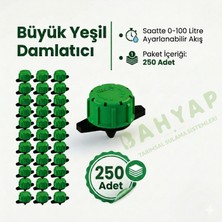 Bahyap Damla Sulama Debi Ayarlı Büyük Yeşil Damlatıcı (250 Adet)