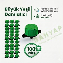 Bahyap Damla Sulama Debi Ayarlı Büyük Yeşil Damlatıcı (100 Adet)
