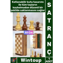 Wintoup #satranç Lüks Hediye Özel Vernikli Mıknatıs Taşlı Ahşap Katlanabilir Kutulu Şık Satranç Oyunu 30 cm