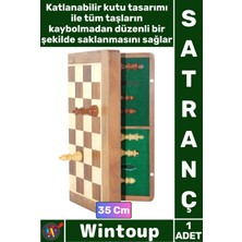 Wintoup #satranç Manyetik Seyahat Tipi Mini Mıknatıs Taşlı Ahşap Katlanabilir Kutulu Satranç Oyunu 35 cm