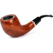 Han Tobacco Classic Series Ahşap Görünümlü Dekoratif Pipo 15 cm | Metal Hazneli Klasik Bent Tasarım