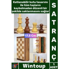 Wintoup #satranç Lüks Hediye Özel Vernikli Mıknatıs Taşlı Ahşap Katlanabilir Kutulu Satranç Oyunu 17.5 cm