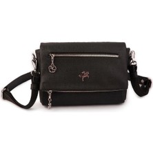 Sargınlar Nas Bag Kadın Çapraz Çok Cepli Spor Çanta Siyah Gofraj (25X18X7 cm )