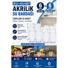 Akyüz Plastik 🥤 12’li Akrilik Kırılmaz Su Bardağı Seti 250+330 ml Kamp Piknik Yemekhane Bardak Seti