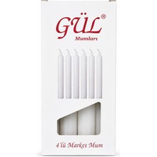 Gül Mumları 4'lü Beyaz Market Mumu Uzun Yanma Süreli Dekoratif Sofra Mumu Ev Elektrik Kesintisi ve Acil Durum Kullanımı