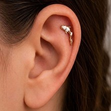 Koi Sedefli Beyaz Piercing (Sol Kulak)