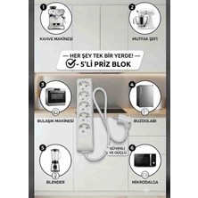 DC-ELEKTRO Viko Multi-Let 5 Li (1-15 Metre Arası) Çocuk Korumali 3x2.5 % Yüz Tam Bakır Ttr Kablolu Uzatma Seyyar (Markanin Özel Üretimi Orijinal Tse Fişli Bakir Kablolu)