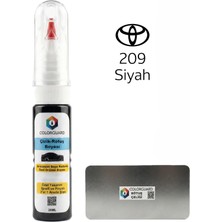 COLORGUARD Toyota 209 Siyah İğneli ve Fırçalı Özel Tasarım Şişe Rötuş Boyası ve Profesyonel Rötuş Çeliği Seti
