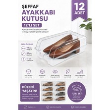 Akyüz Plastik 👠 12 Çift - Kadın Ayakkabı Saklama Kutusu Şeffaf Kapaklı Hava Alan Düzenleyici 19X31X11 cm