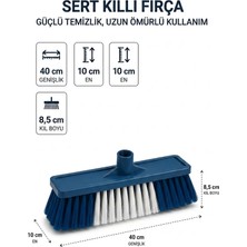 Akyüz Plastik 🧹 40 cm Sert Kıllı Zemin Fırçası Bahçe Kaldırım Inşaat Temizlik Süpürgesi Dayanıklı-Sap Hariç