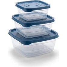 Akyüz Plastik 🥗 3'lü Kare Kapaklı Saklama Kabı Seti 0,6l + 1,2l + 2l | Bpa Içermez, Saklama Kabı