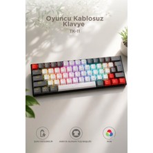 Başkenttekno Oyuncu Klavyesi Rgb Işıklı Mekanik Şarjlı Kablosuz Blue Switch Q Klavye TK11