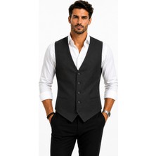 Mentor Regalo Erkek Yelek V Yaka Siyah Armürlü 54119