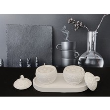 Kraterya Home Dekoratif 3li Set Mum Kar Küresi Kapaklı Mumluk
