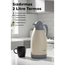 Empressco 2 Litre Paslanmaz Çelik Krem Termos, Sıcak ve Soğuk Tutucu
