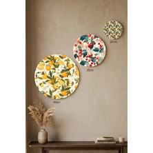 Visdora 3'lü Yuvarlak Kanvas Tablo Seti - 50CM 35CM 20CM Ev Ofis Mutfak Duvar Dekoru Portakal ve Kiraz Meyve Temalı - Canvas Tablo