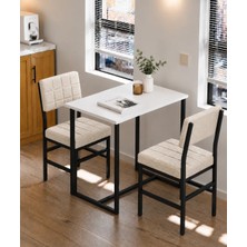 Valu Home 2 Kişilik Mutfak Masa Takımı Masa ve Sandalye Seti Balkon Masası Cafe Masa Takımı Yemek Masası Seti Krem Sandalye
