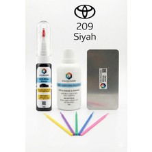 Colorguard Toyota 209 Siyah Iğneli ve Fırçalı 2 Si 1 Arada Rötuş Boyası Yüzey Temizleme Solüsyonu Profesyonel ve Çapaksız Rötuş Çeliği 5'li Uygulama Çubuğu Seti