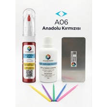 COLORGUARD TOGG A06 Anadolu Kırmızısı İğneli ve Fırçalı 2 si 1 Arada Rötuş Boyası Yüzey Temizleme Solüsyonu Profesyonel ve Çapaksız Rötuş Çeliği 5'li Uygulama Çubuğu Seti