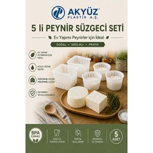Akyüz Plastik 🧀 5’li Peynir Kalıbı Seti | Saganaki, Mihaliç, Lor, Ricotta, Hellim, Evde Peynir Yapımı