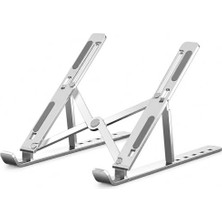 Get Store Primex ADS-AL05 Alüminyum Ayarlı Laptop Standı, MacBook Notebook Yükseltici Tutucu, Katlanabilir Taşınabilir Ergonomik Laptop Altlığı, 10-16 Inç Uyumlu, Kaymaz Silikon Destekli Gümüş Stand