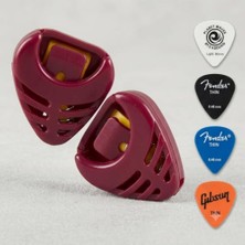 Get Store Gitar Pena Tutucu Bordo, 2 Adet Ukulele Pena Şarjörü ve 4 Adet Karışık Ince Çalma Penası Seti, (Penalar Rastgele Renk ve Model Gönderilir)