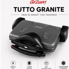 Arzum AR2045 Tutto Granite Izgara ve Tost Makinesi 1800W, 4 Dilim Kapasiteli, Siyah