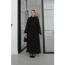 Havoş Siyah Krinkıl Kumaş Etek Bluz Takım