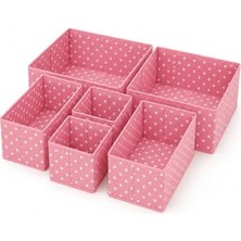 Get Store 6'lı Kumaş Çekmece Içi Düzenleyici Organizer Seti (Pembe)