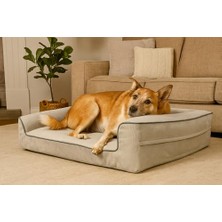 Get Store Premium Sofa Blok Sungerli Alezli Fermuarlı Yıkanabilir Köpek Yatağı-S-Ten Rengi (X-Large)