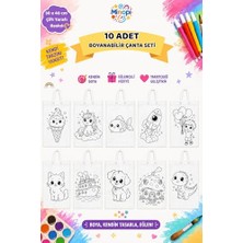 Get Store 10'lu Boyanabilir Bez Çanta Seti 30X40 cm Çift Taraflı Baskılı Çocuk Aktivite Çantası
