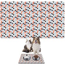 Get Store Monnhein  ve Su Evcil Hayvan Beslenme Matı, Kolay Temizlenen Emici Su Geçirmez Kumaş, Küçük Orta Boy ve Büyük Kedi ve Köpekler Için Dayanıklı Köpek Kedi Paspas (50X35, Renkli Kemikler)