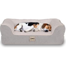 Get Store Jungolica Sezar Kedi ve Köpek Yatağı Gri 55X75 Cm, Ortopedik VISCO,%100 Su Geçirmez Alez, Çıkarılabilir Yıkanabilir Kılıf, Yan Destekli, Kaydırmaz Taban