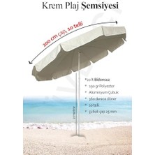 Get Store Mega Şemsiye 10 Telli Kalın Polyester Kumaşlı Balkon, Plaj Şemsiyesi (Bidon Hariç) - Krem