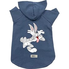 Get Store Kapişonlu Polar Sweatshirt Köpek ve Kedi Kıyafeti & Elbisesi - Lacivert Bugs Bunny Xs Beden